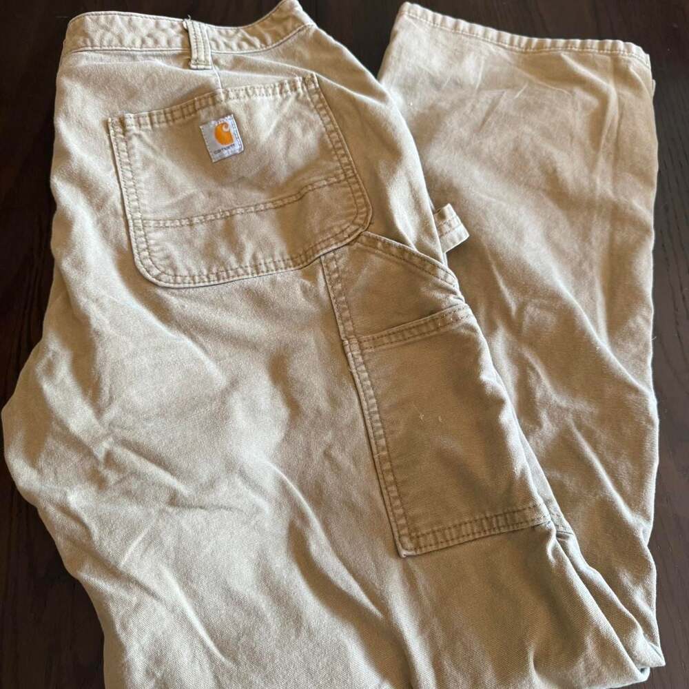 Carhartt Original Fit Canvas Work Pants Size 14 Tall - Picture 2 of 4